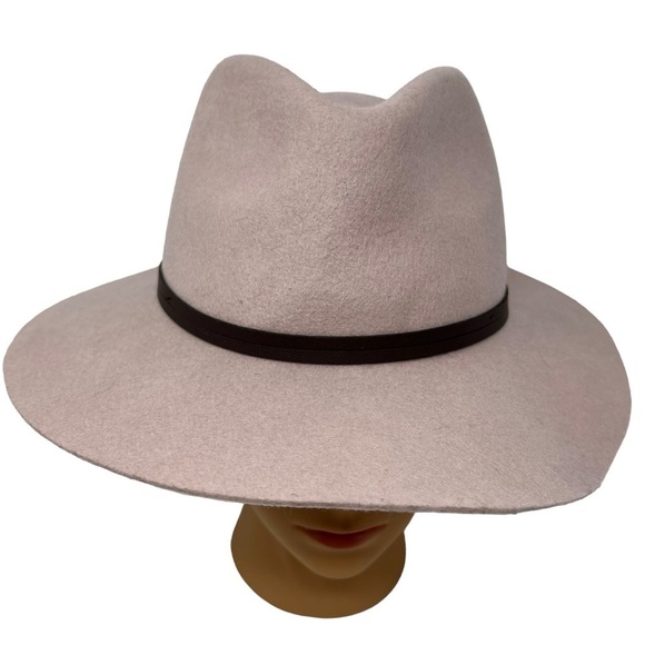 Morgan & Taylor Wool Dusty Pink Brown Trim Fedora Hat Adj OSFM Western Country - Picture 4 of 10